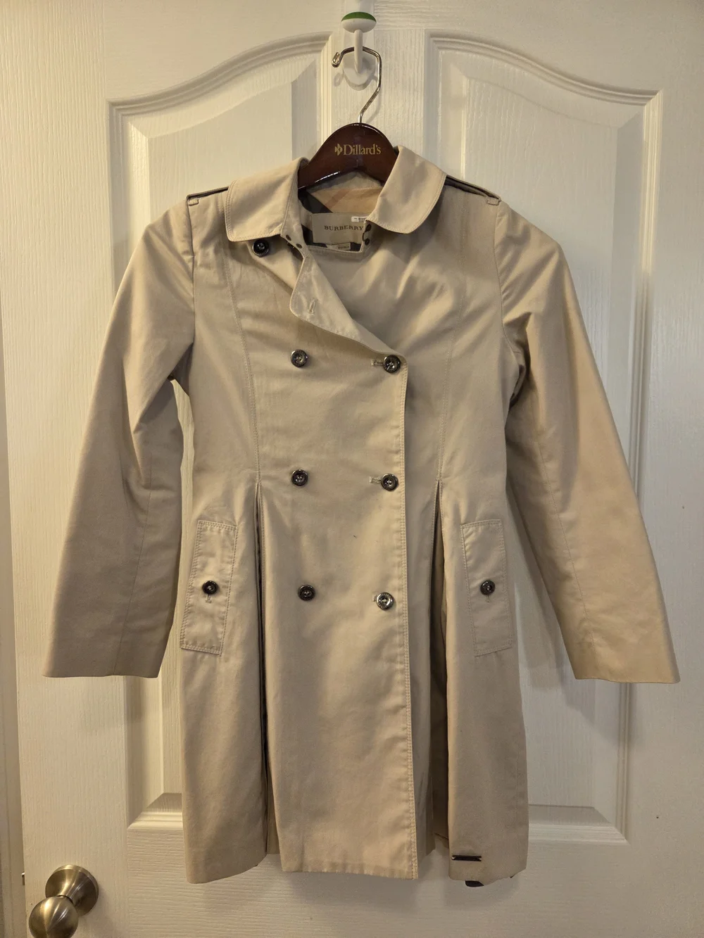 Light Beige Double-Breasted Trench Coat
